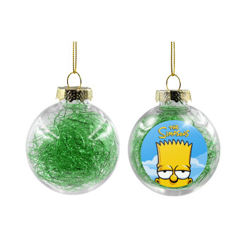 The Simpsons Bart, Χριστουγεννιάτικη μπάλα δένδρου διάφανη με πράσινο γέμισμα 8cm