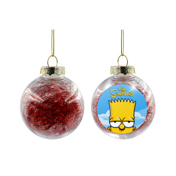 The Simpsons Bart, Χριστουγεννιάτικη μπάλα δένδρου διάφανη με κόκκινο γέμισμα 8cm