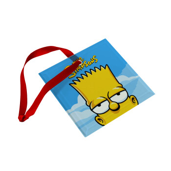 The Simpsons Bart, Χριστουγεννιάτικο στολίδι γυάλινο τετράγωνο 9x9cm