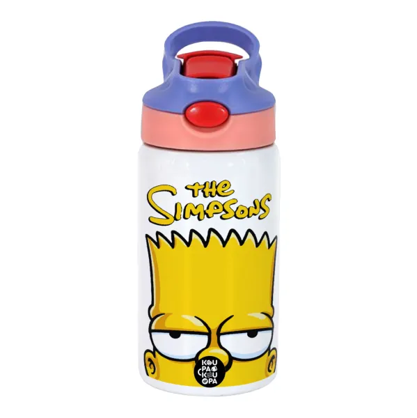 The Simpsons Bart — Παιδικό παγούρι θερμό, ανοξείδωτο, με καλαμάκι ασφαλείας, ροζ/μωβ (350ml)