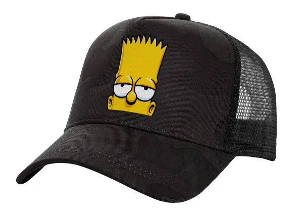 The Simpsons Bart — Καπέλο Ενηλίκων Structured Trucker, με Δίχτυ, (παραλλαγή) Army σκούρο (100% ΒΑΜΒΑΚΕΡΟ, ΕΝΗΛΙΚΩΝ, UNISEX, ONE SIZE)