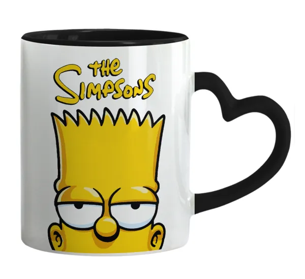 The Simpsons Bart — Κούπα καρδιά χερούλι μαύρη, κεραμική, 330ml