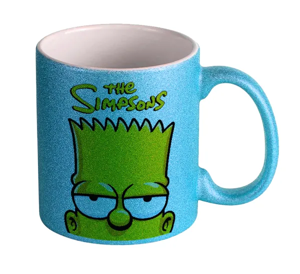 The Simpsons Bart — Light blue glitter mug that sparkles, ceramic, 330ml