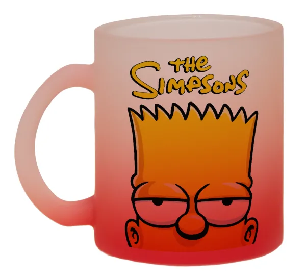 The Simpsons Bart — Κούπα γυάλινη δίχρωμη με βάση το κόκκινο ματ, 330ml