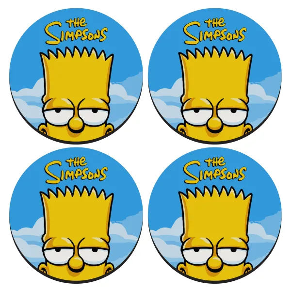 The Simpsons Bart — ΣΕΤ 4 Σουβέρ ξύλινα στρογγυλά (9cm)