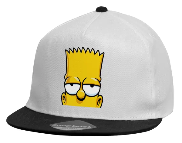 The Simpsons Bart — Καπέλο παιδικό Flat Snapback, Λευκό (100% ΒΑΜΒΑΚΕΡΟ, ΠΑΙΔΙΚΟ, UNISEX, ONE SIZE)