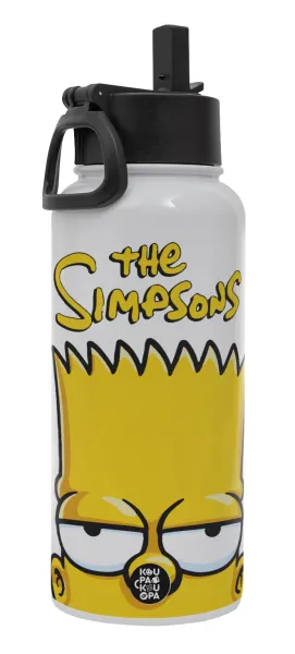The Simpsons Bart — Metal mug thermo White with Straw and Spout Lid (Stainless steel), double wall, 950ml