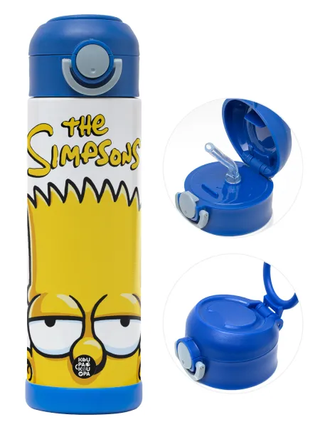 The Simpsons Bart — Παιδικό παγούρι θερμό, ανοξείδωτο, με καλαμάκι ασφαλείας, ΜΠΛΕ (500ml)