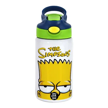 The Simpsons Bart, Παιδικό παγούρι θερμό, ανοξείδωτο, με καλαμάκι ασφαλείας, πράσινο/μπλε (350ml)