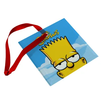 The Simpsons Bart, Στολίδι Χριστουγεννιάτικο στολίδι γυάλινο τετράγωνο 9x9cm
