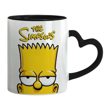 The Simpsons Bart, Κούπα καρδιά χερούλι μαύρη, κεραμική, 330ml