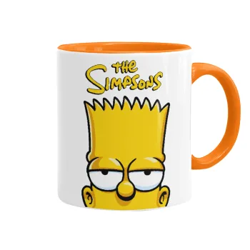 The Simpsons Bart, Κούπα χρωματιστή πορτοκαλί, κεραμική, 330ml