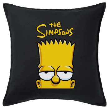 The Simpsons Bart, Μαξιλάρι καναπέ Μαύρο 100% βαμβάκι, περιέχεται το γέμισμα (50x50cm)