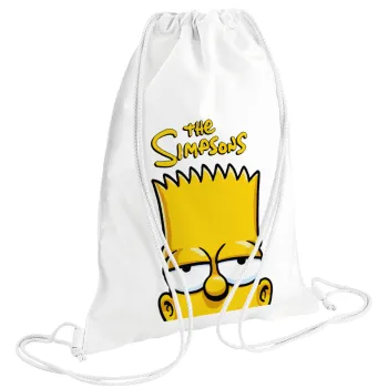 The Simpsons Bart, Τσάντα πλάτης πουγκί GYMBAG λευκή (28x40cm)