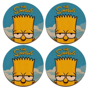 The Simpsons Bart, ΣΕΤ x4 Σουβέρ ξύλινα στρογγυλά plywood (9cm)