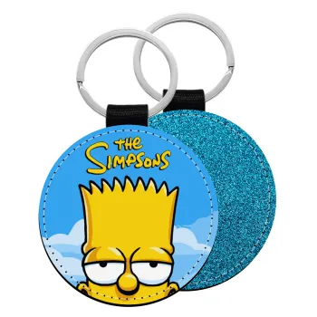 The Simpsons Bart, Μπρελόκ Δερματίνη, στρογγυλό ΜΠΛΕ (5cm)