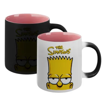 The Simpsons Bart, Κούπα Μαγική εσωτερικό ΡΟΖ, κεραμική 330ml που αλλάζει χρώμα με το ζεστό ρόφημα
