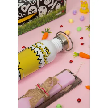 The Simpsons Bart, Πασχαλινή Λαμπάδα με παγούρι μεταλλικό (620ml, stainless steel) & κερί αρωματικό πλακέ (30cm) (ΡΟΖ)