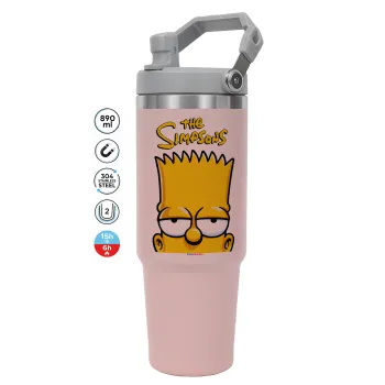 The Simpsons Bart, Pink color, 890ml (30oz) stainless Steel Tumbler with Handle