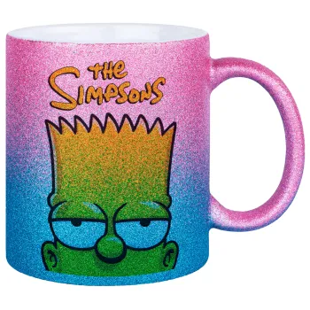 The Simpsons Bart, Κούπα Χρυσή/Μπλε Glitter, κεραμική, 330ml