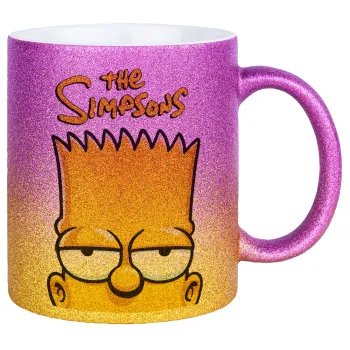 The Simpsons Bart, Κούπα Χρυσή/Ροζ Glitter, κεραμική, 330ml