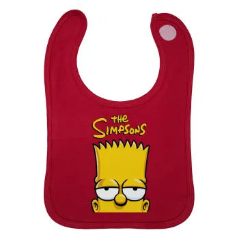 The Simpsons Bart, Σαλιάρα με Σκρατς Κόκκινη 100% Organic Cotton (0-18 months)