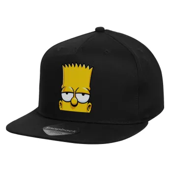 The Simpsons Bart, Children's Flat Snapback Hat, Black (100% COTTON, CHILD, UNISEX, ONE SIZE)