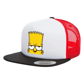 The Simpsons Bart, Καπέλο Ενηλίκων Foam Flat Snapback με Δίχτυ Μαύρο-Λευκό-Κόκκινο (POLYESTER, ΕΝΗΛΙΚΩΝ, UNISEX, ONE SIZE)
