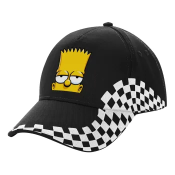 The Simpsons Bart, Καπέλο Ενηλίκων Ultimate ΜΑΥΡΟ RACING, (100% ΒΑΜΒΑΚΕΡΟ DRILL, ΕΝΗΛΙΚΩΝ, UNISEX, ONE SIZE)
