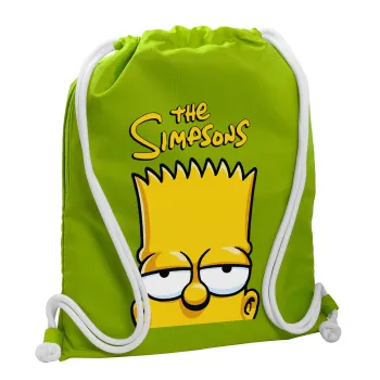 The Simpsons Bart, Backpack bag GYMBAG LIME GREEN, with pocket (40x48cm) & thick cords