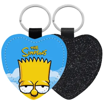 The Simpsons Bart, Μπρελόκ PU δερμάτινο glitter καρδιά ΜΑΥΡΟ
