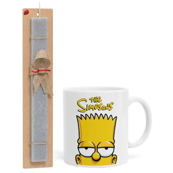 The Simpsons Bart, Easter Set, Ceramic Cup (330ml) & Easter aromatic flat candle (30cm) (GRAY)