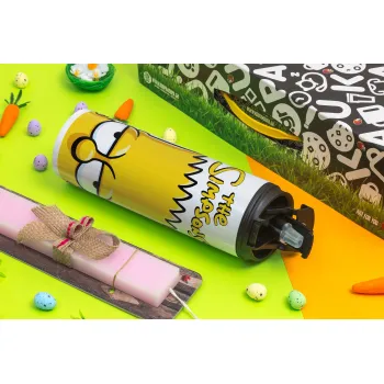 The Simpsons Bart, Πασχαλινή Λαμπάδα με Travel Tumbler θερμό με διπλό καπάκι (600ml, BPA free) & κερί αρωματικό πλακέ (30cm) (ΡΟΖ)