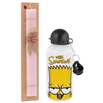 The Simpsons Bart, Easter Set, metallic aluminum bottle (500ml) & aromatic flat Easter candle (30cm) (PINK)
