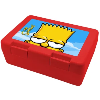 The Simpsons Bart, Παιδικό δοχείο κολατσιού ΚΟΚΚΙΝΟ 185x128x65mm (BPA free πλαστικό)
