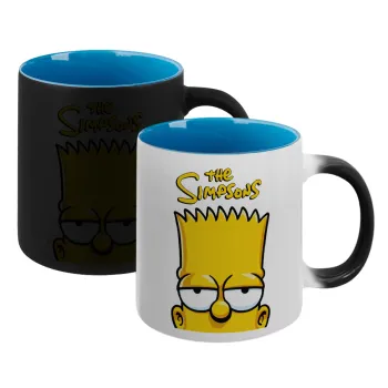 The Simpsons Bart, Κούπα Μαγική εσωτερικό μπλε, κεραμική 330ml που αλλάζει χρώμα με το ζεστό ρόφημα