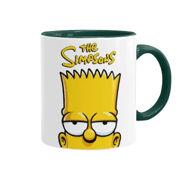 The Simpsons Bart, Κούπα χρωματιστή πράσινη, κεραμική, 330ml