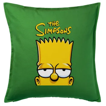 The Simpsons Bart, Μαξιλάρι καναπέ Πράσινο 100% βαμβάκι, περιέχεται το γέμισμα (50x50cm)