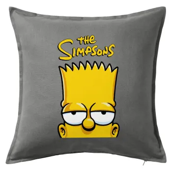The Simpsons Bart, Μαξιλάρι καναπέ Γκρι 100% βαμβάκι, περιέχεται το γέμισμα (50x50cm)