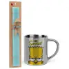 Easter Set, metallic thermal cup (300ml) & aromatic flat Easter candle (30cm) (TURQUOISE)