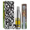 Easter Set, metallic stainless thermos flask (500ml) & scented flat Easter candle (30cm) (GRAY)