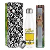 Easter candle, metallic white thermos bottle (500ml) & aromatic flat candle (30cm) (GRAY)