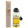Easter Set, metallic aluminum water bottle (500ml) & aromatic flat Easter candle (30cm) (GRAY)