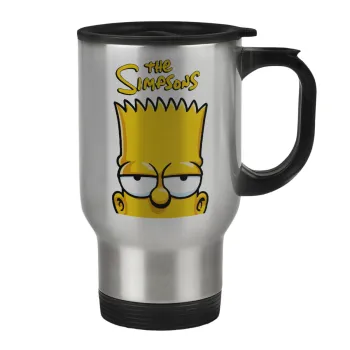 The Simpsons Bart, Stainless steel travel mug with lid, double wall 450ml