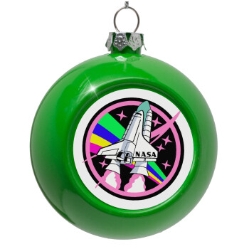 NASA pink, Green Christmas tree ornament bauble 8cm