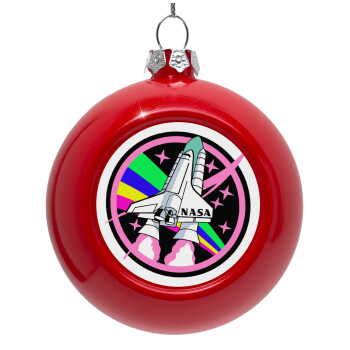 NASA pink, Red Christmas tree ornament bauble 8cm