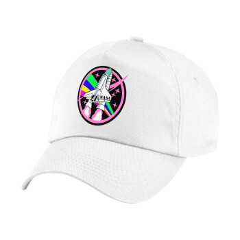 NASA pink, Καπέλο παιδικό Baseball, 100% Βαμβακερό Twill, Λευκό (ΒΑΜΒΑΚΕΡΟ, ΠΑΙΔΙΚΟ, UNISEX, ONE SIZE)