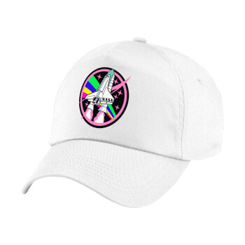 NASA pink, Children's Baseball Cap, 100% Cotton Twill, White (COTTON, CHILDREN'S, UNISEX, ONE SIZE)
