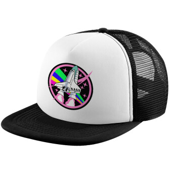 NASA pink, Καπέλο Soft Trucker με Δίχτυ Black/White 