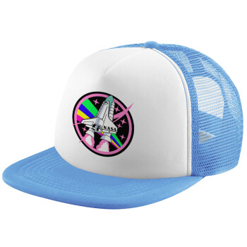 NASA pink, Καπέλο Soft Trucker με Δίχτυ Γαλάζιο/Λευκό